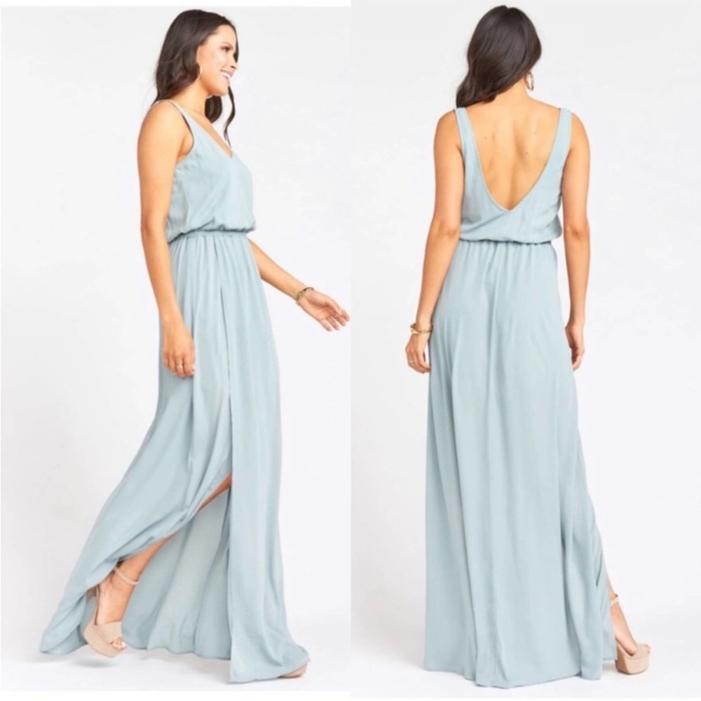 Show Me Your Mumu Kendall Maxi Dress Silver Sage Size Large